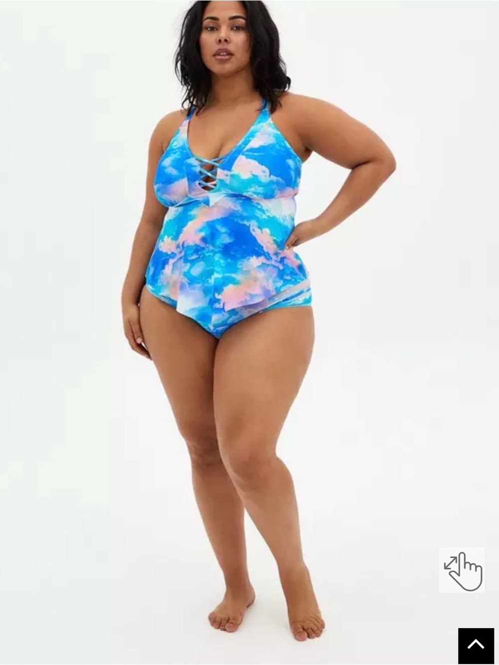TORRID Multi Sky Lattice Wireless Tankini Top